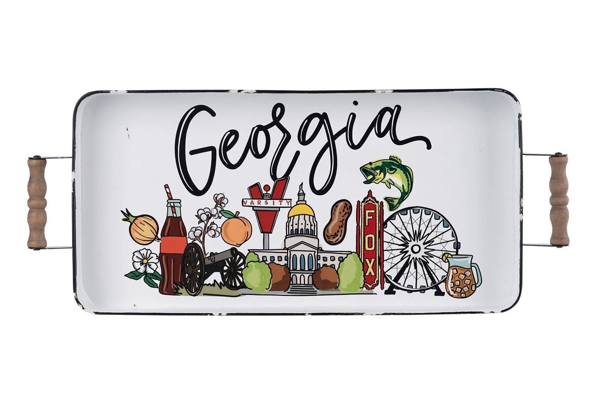 State of Georgia Landmark Enamel Tray