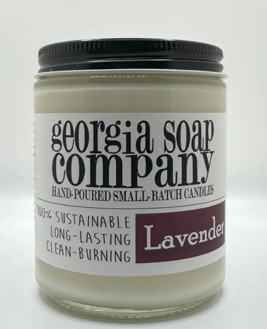 Georgia Soap Company Lavender Soy Wax Candle: 100% Sustainable, Long Lasting, Clean Burning